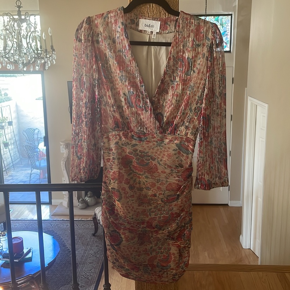 ba&sh Metallic Shimmery Ruched Dress - Picture 3 of 10